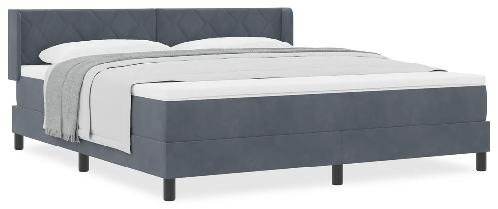 vidaXL Κρεβάτι Box Spring με στρώμα Σκούρο Γκρι 180x200 εκ. Βελούδο