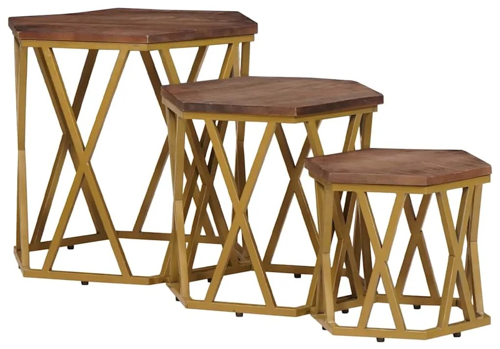 vidaXL Τραπεζάκια Σαλονιού Καφέ 55 x 55 x 50 εκ. Στερεό ξύλο μάνγκο