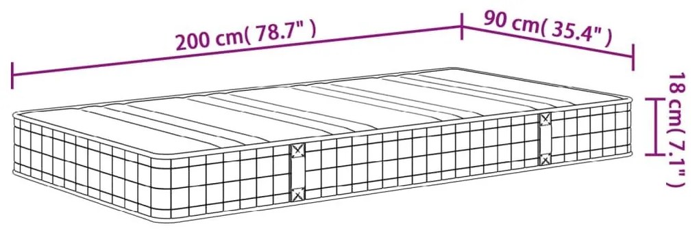 Στρώμα με Bonnell Springs Medium 90 x 200 εκ. - Λευκό