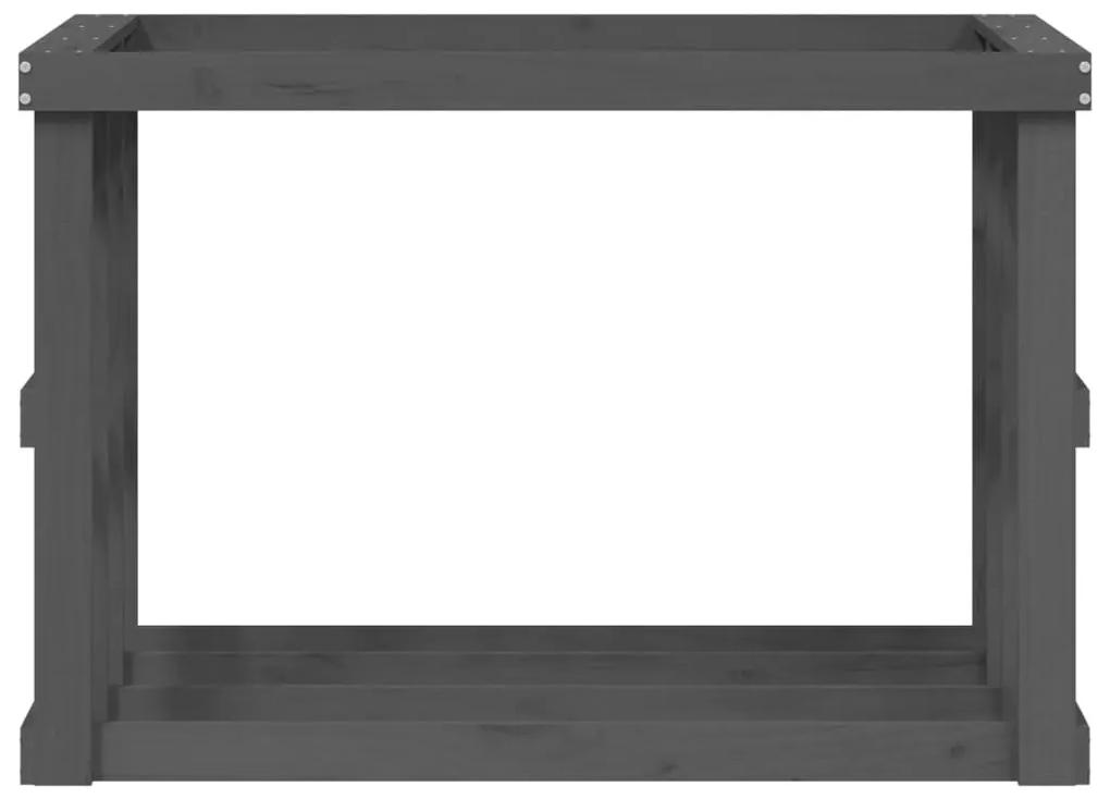 Ξυλοθήκη Εξ. Χώρου Γκρι 108x52x74 εκ. από Μασίφ Ξύλο Πεύκου - Γκρι