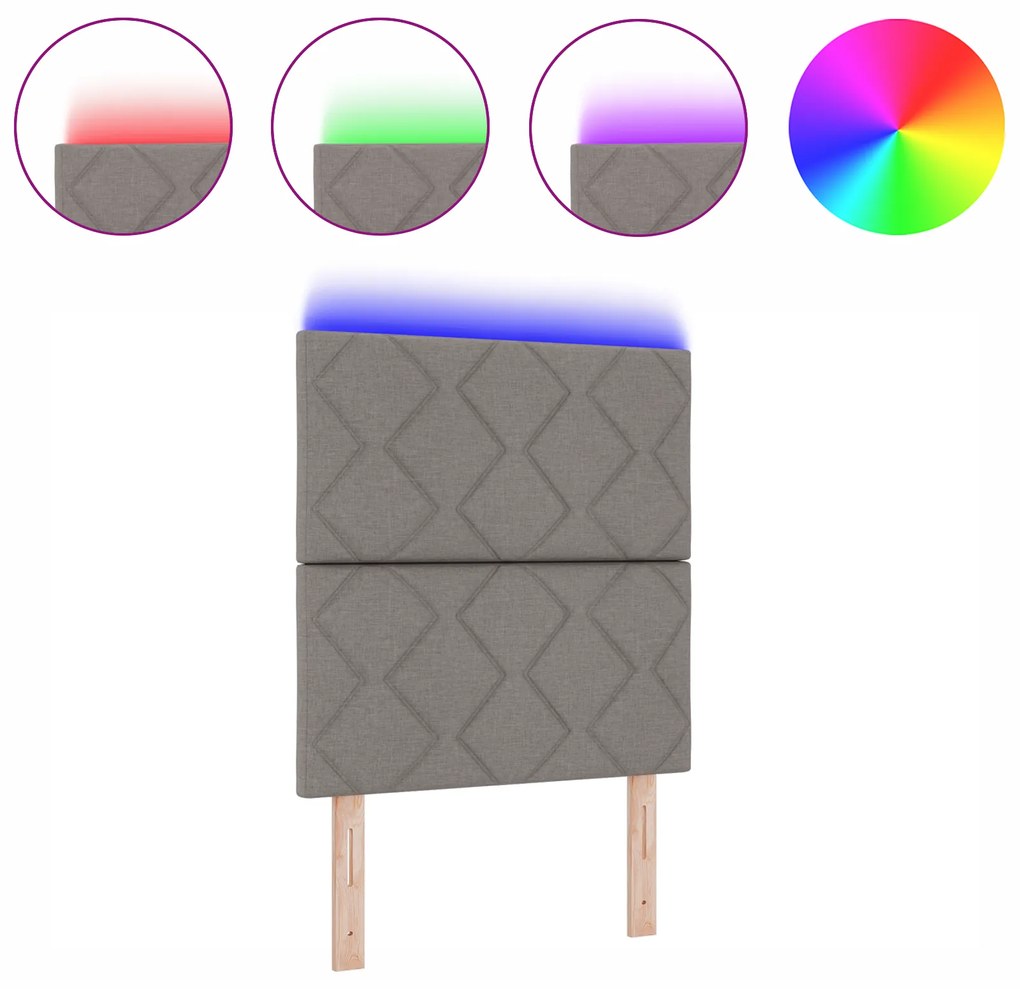 vidaXL Κεφαλάρι με φώτα λωρίδας LED με κεφαλάρι Taupe 80 cm ύφασμα