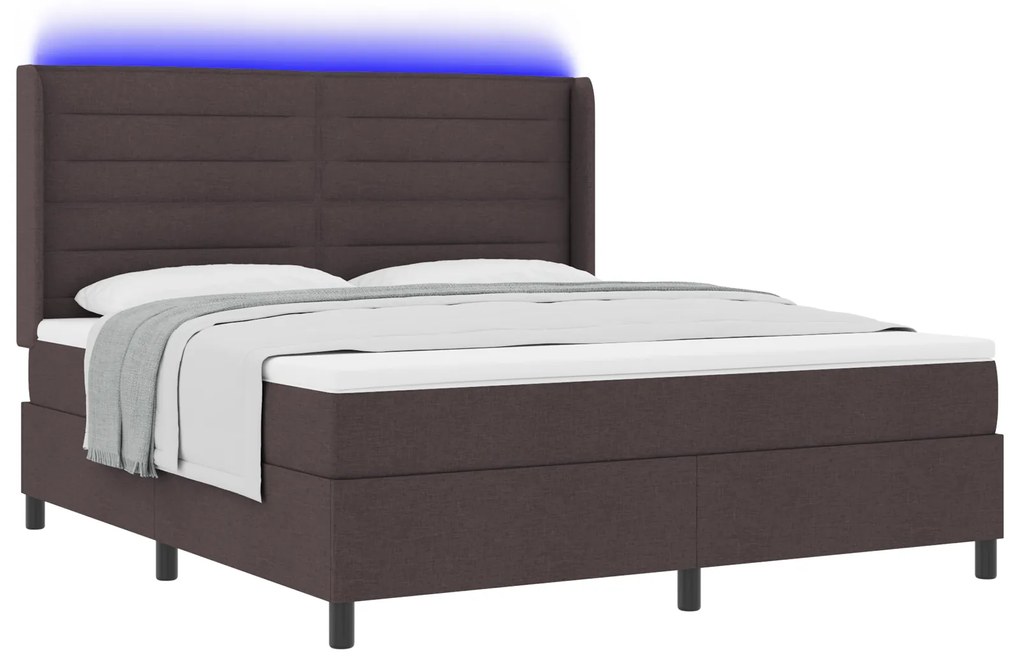 vidaXL Κρεβάτι με Σπαστό Στρατηγό και Στρώμα & LED Καφέ Σκούρο 180x200 εκ. Ύφασμα