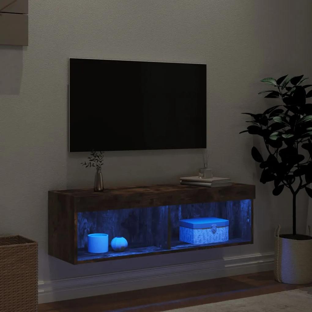 vidaXL Έπιπλο Τηλεόρασης με LED Καπνιστή Δρυς 100x30x30 εκ.