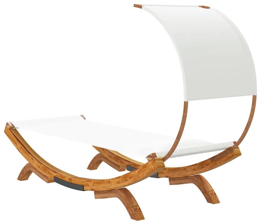 vidaXL Ξαπλώστρα ΕξΧώρου Κρεμ 100x200x126εκ Μασίφ Λυγισμένο Ξύλο Τέντα