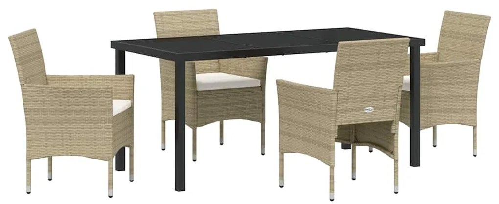 vidaXL Σέτ φαγητού για κήπο με μαξιλάρι 5 pcs Μπεζ Πολυ ράταν