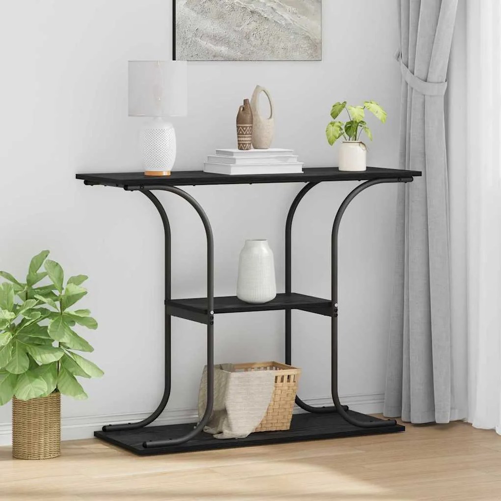 vidaXL Τραπέζι κονσόλας με ράφι Μαύρη δρυς 101 x 35 x 80.5 εκ