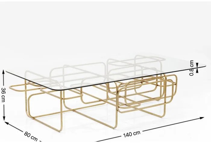 Τραπεζάκι Μέσης Meander Χρυσό 140x80x36εκ - Χρυσό