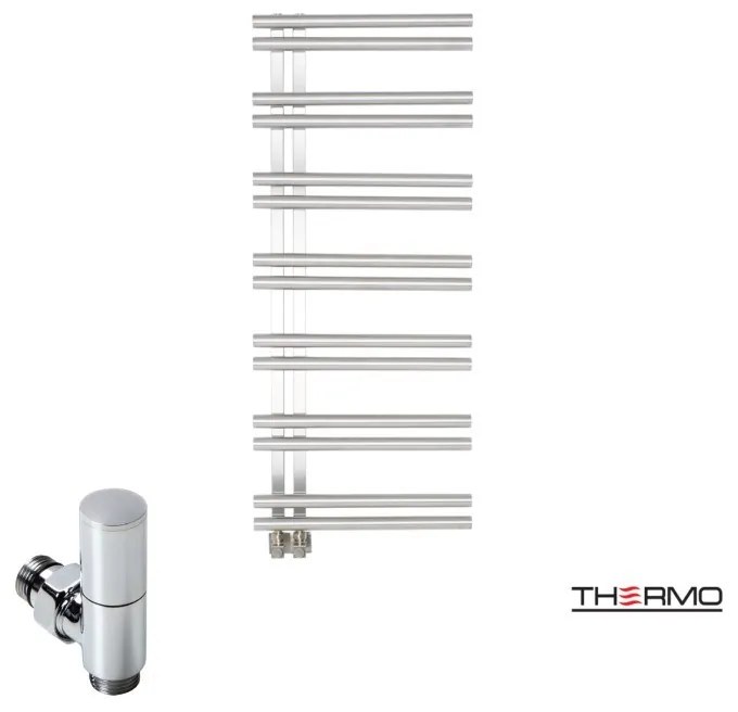 Thermo SOLO Θερμαινόμενη πετσετοκρεμάστρα από ανοξείδωτο χάλυβα με υδραυλική λειτουργία, 120x50cm Inox Polished