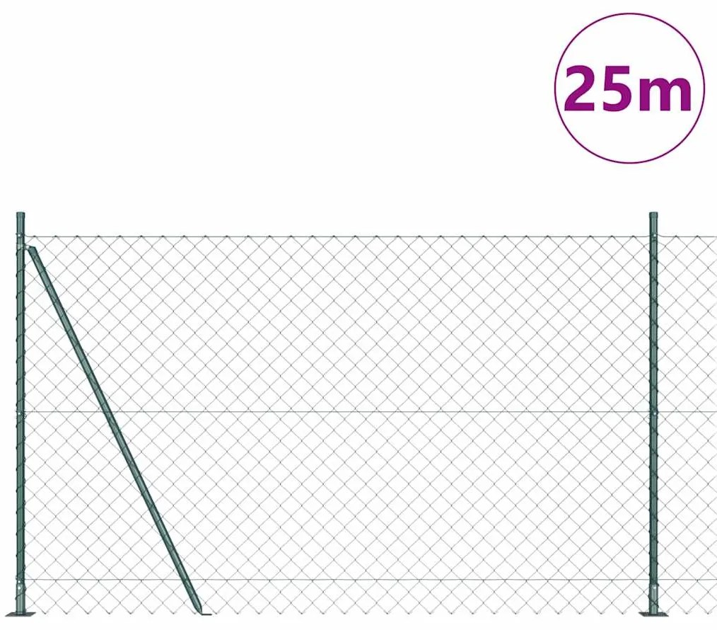 vidaXL Φράκτης από αλυσίδα με στύλους Ασημί Large Ατσάλι