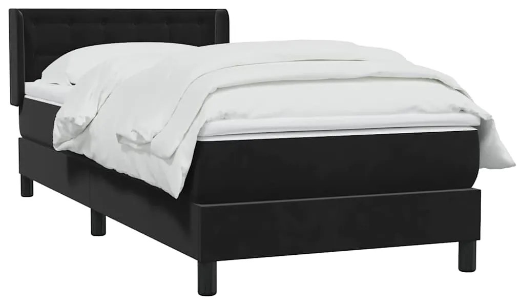 vidaXL Κρεβάτι Boxspring με Στρώμα Μαύρο 80x220 εκ. Βελούδινο