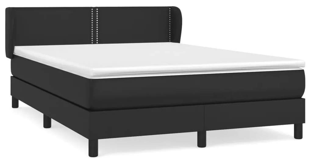 vidaXL Κρεβάτι Boxspring με Στρώμα Μαύρο 140x200εκ.από Συνθετικό Δέρμα