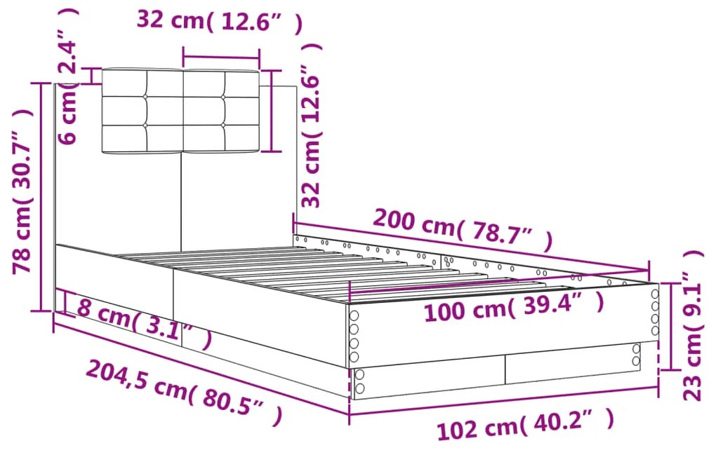 ΠΛΑΙΣΙΟ ΚΡΕΒΑΤΙΟΥ ΜΕ ΚΕΦΑΛΑΡΙ ΓΚΡΙ SONOMA 100X200ΕΚ. ΕΠΕΞ. ΞΥΛΟ 3209938