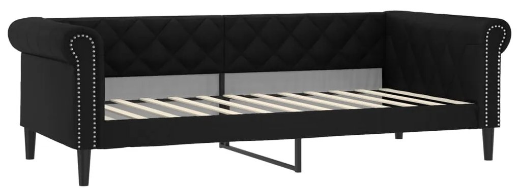 vidaXL Καναπές Κρεβάτι Συρόμενος Μαύρο 90x200 εκ. Συνθ. Δέρμα&amp;Συρτάρια
