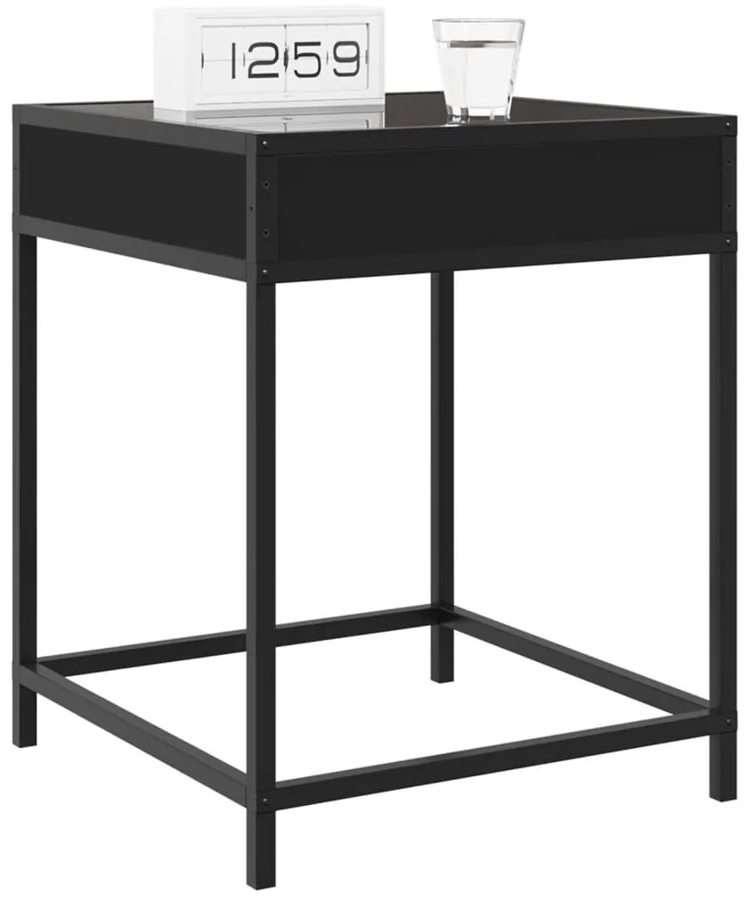 vidaXL Κομοδίνο Άπειρο Φως LED Μαύρο 40x40x51 εκ.