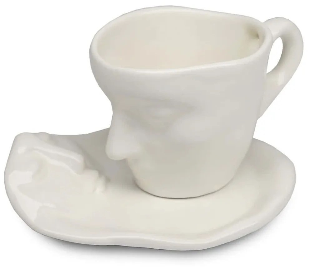 Φλυτζάνια Καφέ Με Πιατάκια (Σετ 2Τμχ) 968HBR1136 15cm White Aberto Design Κεραμικό