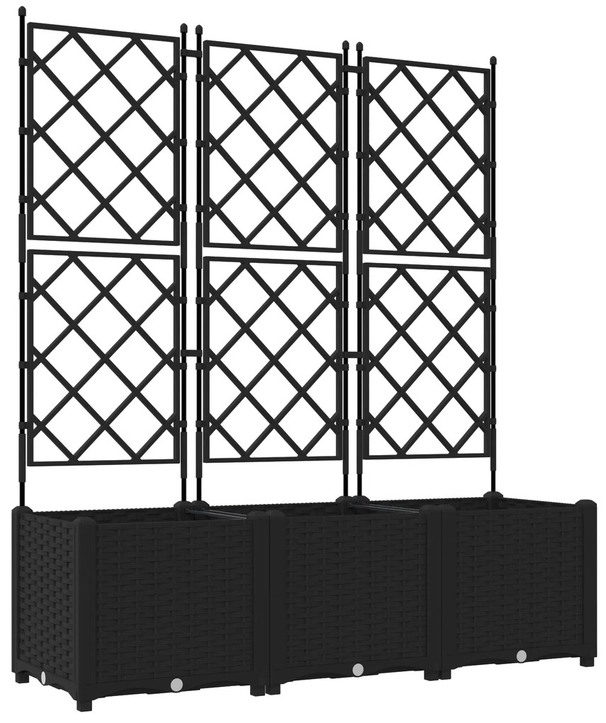 vidaXL Γλάστρα Κήπου με Τρέλλις 3 τμχ Μαύρη 120x40x143 εκ.