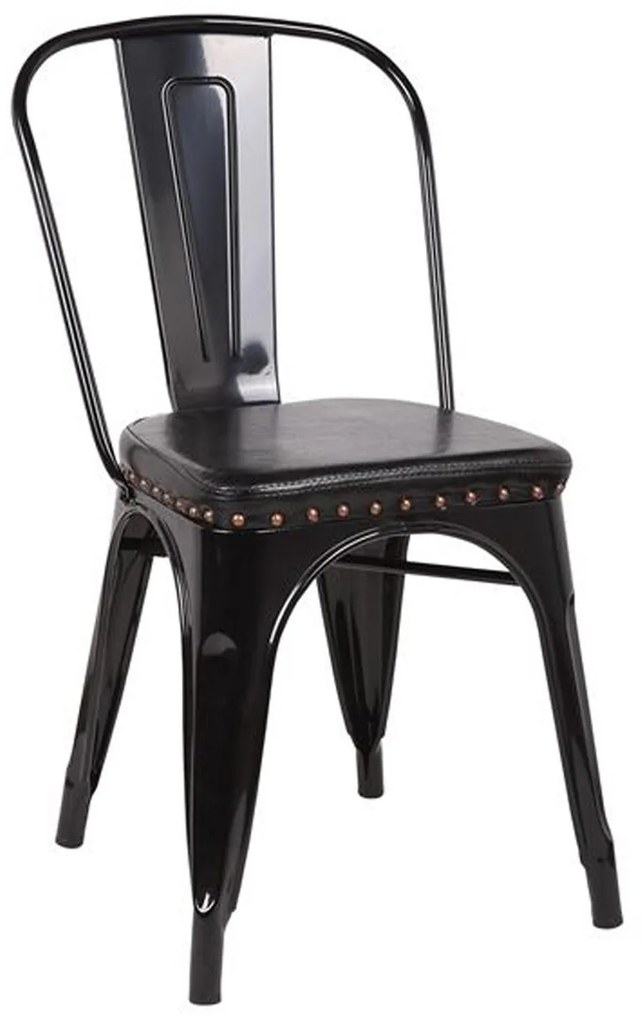 Καρέκλα Relix Ε5191Ρ,10 Μεταλλική Anttique Βlack/Pu Σκούρο Καφέ Metal, Technoderma