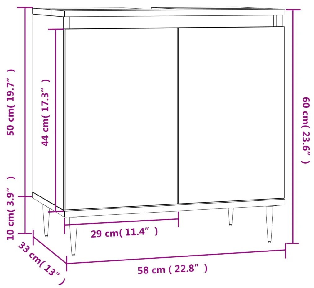 Ντουλάπι Μπάνιου Μαύρο 58 x 33 x 60 εκ. από Επεξεργασμένο Ξύλο - Μαύρο