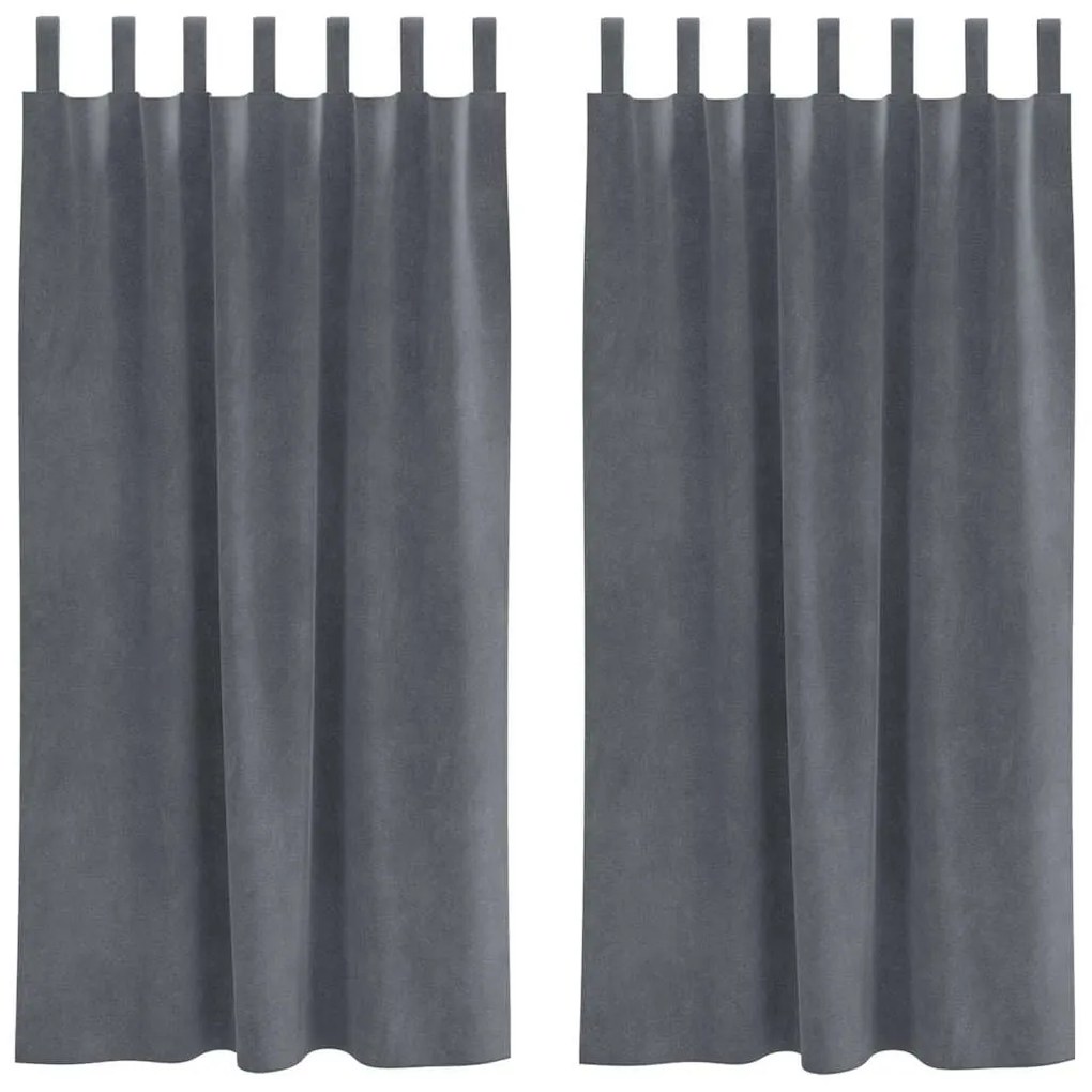vidaXL Κουρτίνες με κουρτίνες 2 pcs Ανοιχτό γκρι 140 x 175 cm Βελούδο