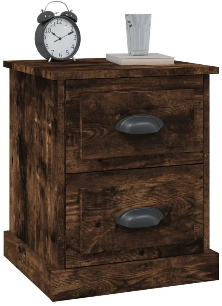 vidaXL Κομοδίνο Καπνιστή δρυς 39x39x47,5 εκ. από Επεξεργασμένο Ξύλο