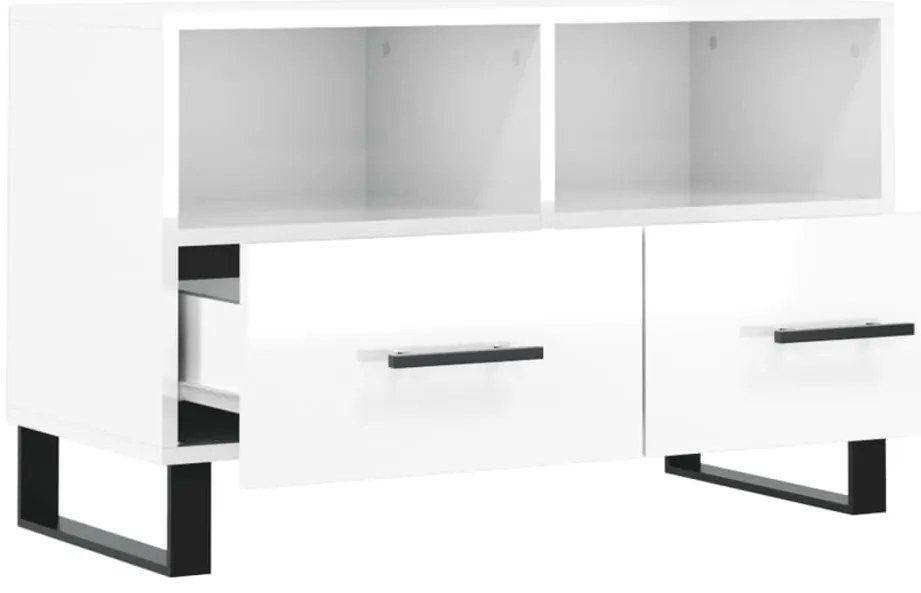 vidaXL Έπιπλο Τηλεόρασης Γυαλ. Λευκό 80x36x50 εκ. Επεξεργασμένο Ξύλο