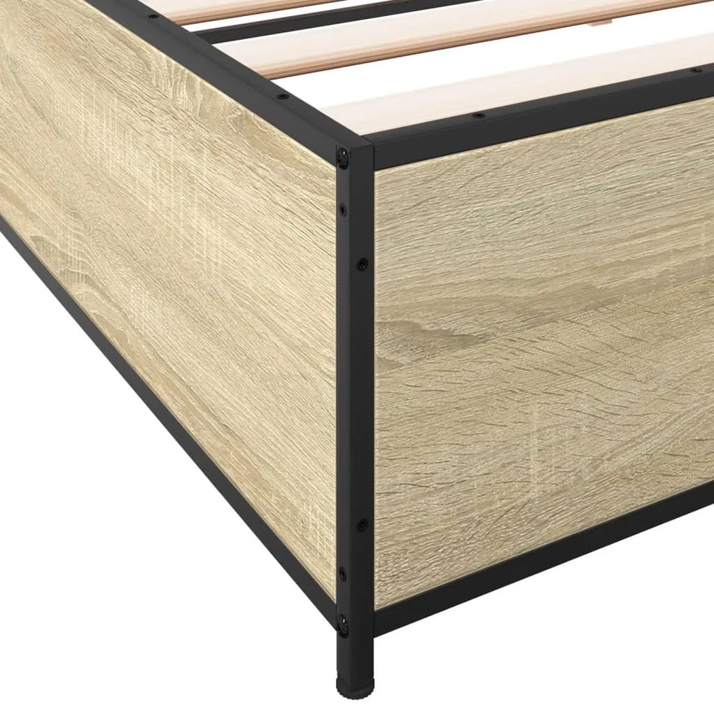 vidaXL Πλαίσιο Κρεβατιού Sonoma Δρυς 180x200 εκ. Επεξ. Ξύλο &amp; Μέταλλο