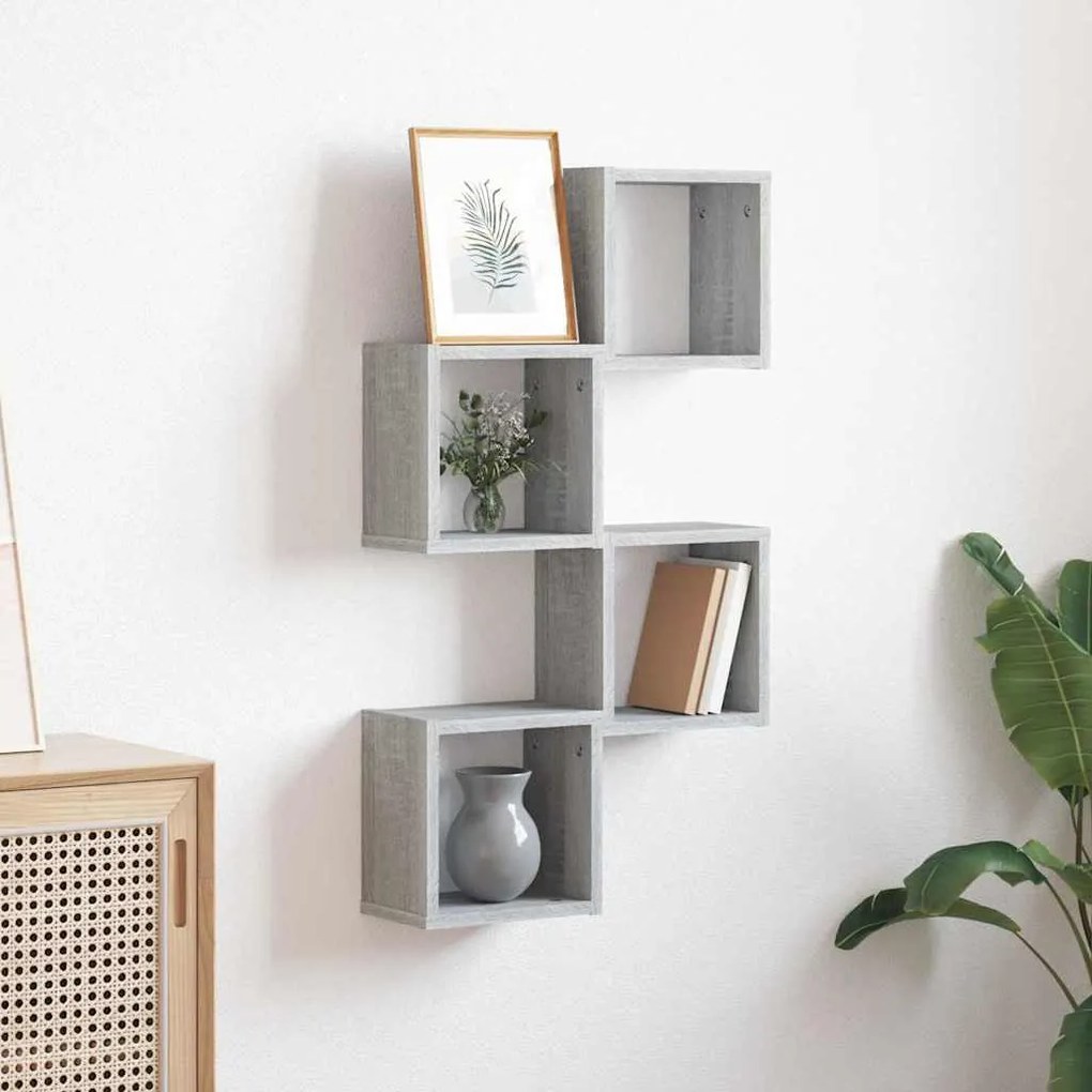 vidaXL Floating Ράφια Γκρι σονομά MDF Μεσαία Επιτοίχια Floating Ράφια