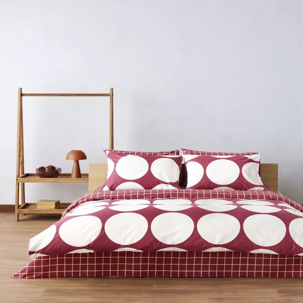 Σεντόνια Valia 05 (Σετ 3τμχ) Bordo-White Kentia Ημίδιπλο 190x270cm 100% Βαμβάκι