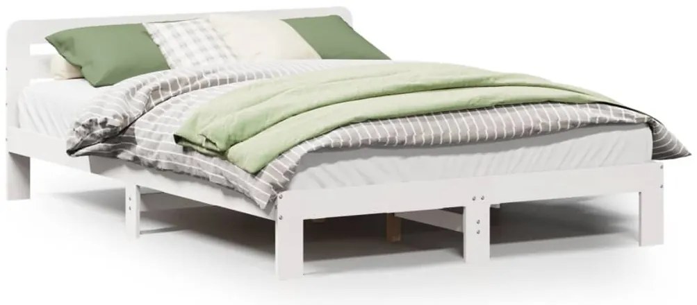 vidaXL Σκελετός Κρεβ. Χωρίς Στρώμα Λευκό 150x200 εκ Μασίφ Πεύκο