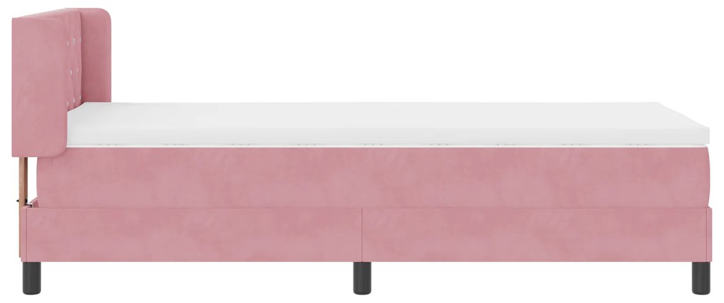vidaXL Κρεβάτι Box Spring με Στρώμα  Ροζ 90x190 εκ. Βελούδο