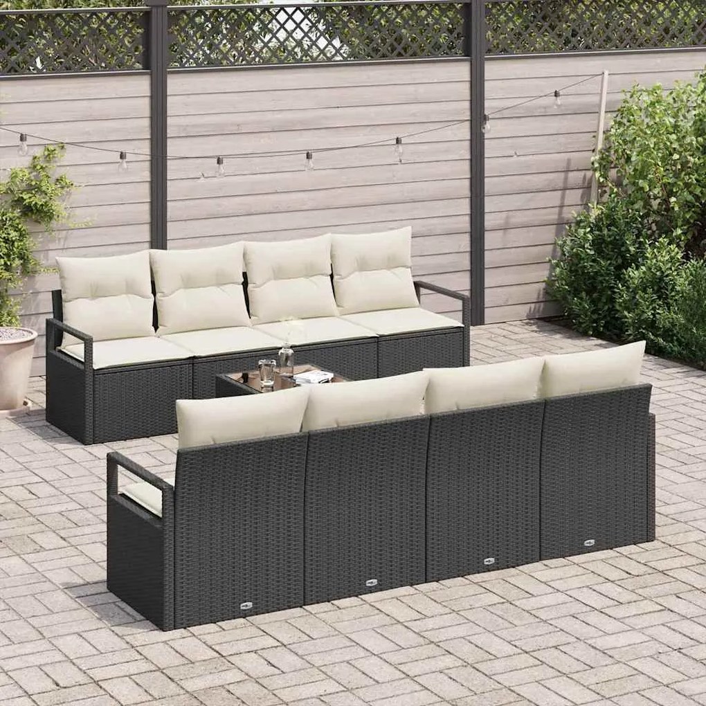 vidaXL Σετ Καναπέ Κήπου 7 pcs Μαύρο, Κρέμα 55 x 55 x 37 εκ