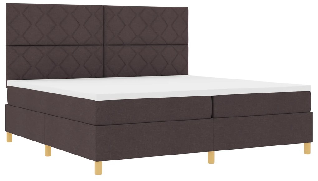 vidaXL Κρεβάτι τύπου Box Spring με Στρώμα & LED Σκούρο Καφέ 200x200 cm Ύφασμα