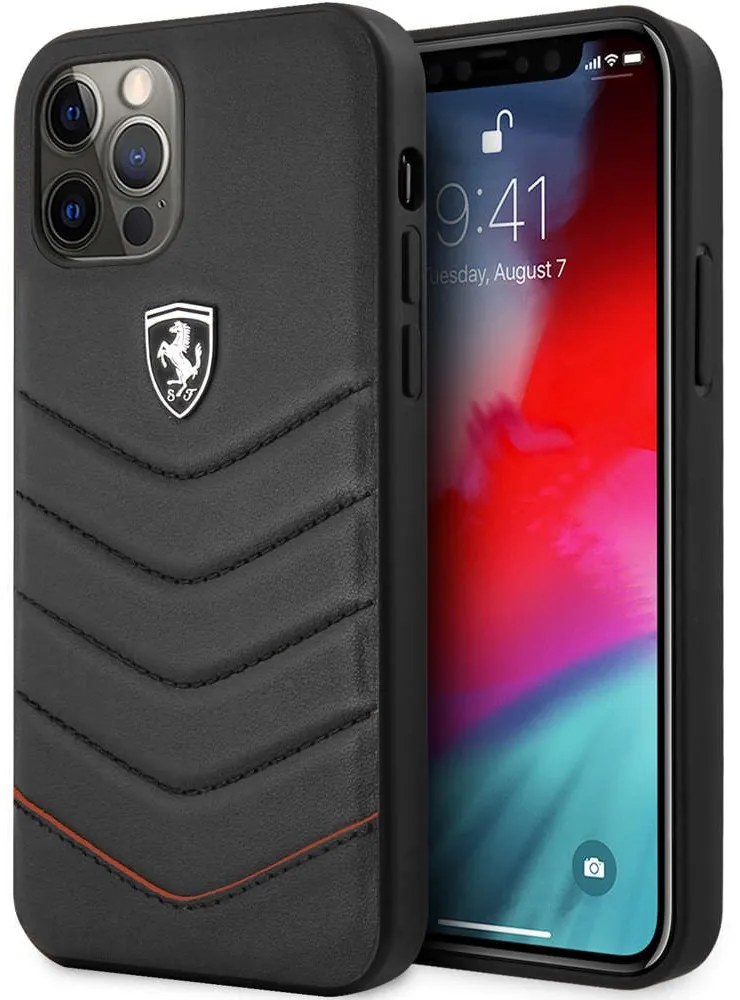 Θήκη Προστασίας iPhone 12 Pro Max "Off Track" FEHQUHCP12LBK 3D Logo Δερμάτινη Black Ferrari