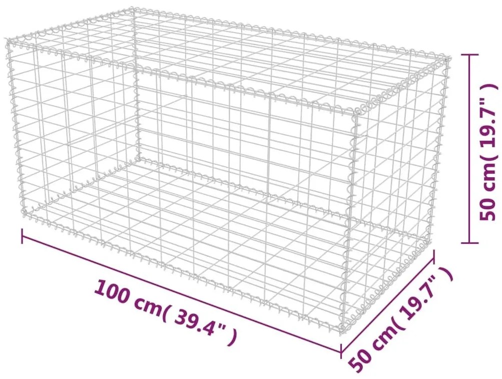 Συρματοκιβώτιο 100 x 50 x 50 εκ. από Γαλβανισμένο Χάλυβα - Ασήμι