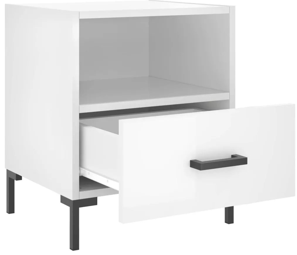 vidaXL Κομοδίνα 2 τεμ. Γυαλ. Λευκό 40x35x47,5 εκ. Επεξεργασμένο Ξύλο
