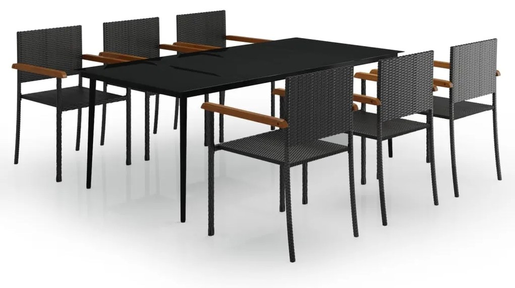 vidaXL Σετ Τραπεζαρίας Κήπου 7 Τεμαχίων Μαύρο
