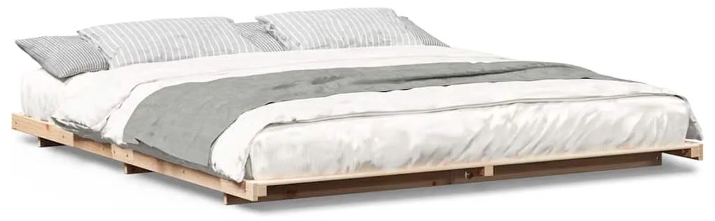 vidaXL Κρεβάτι δαπέδου Καφέ 180 x 210 cm Μασίφ ξύλο πεύκου