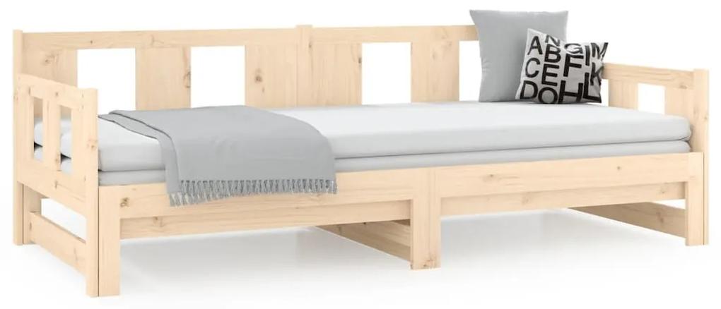Καναπές Κρεβάτι Συρόμενος 2x(90x200) εκ. Μασίφ Ξύλο Πεύκου - Καφέ