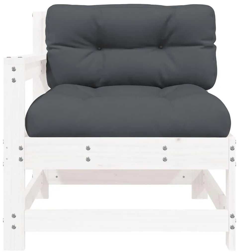 vidaXL Καρέκλες Κήπου με Μαξιλάρια 2 τεμ. Λευκές από Μασίφ Ξύλο Πεύκου