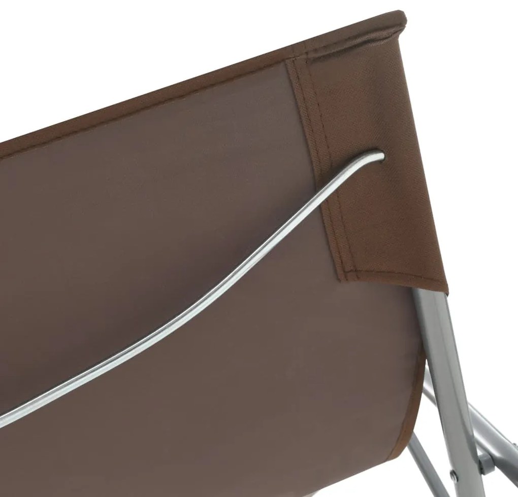 vidaXL Σεζλόνγκ Πτυσσόμενες 2 τεμ. Καφέ από Ατσάλι και Ύφασμα Oxford