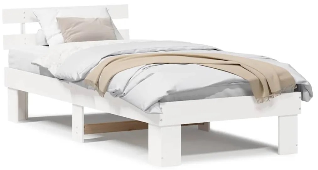 vidaXL Σκελετός Κρεβατιού Λευκό 75 x 190 cm Στερεά ξυλεία πεύκου