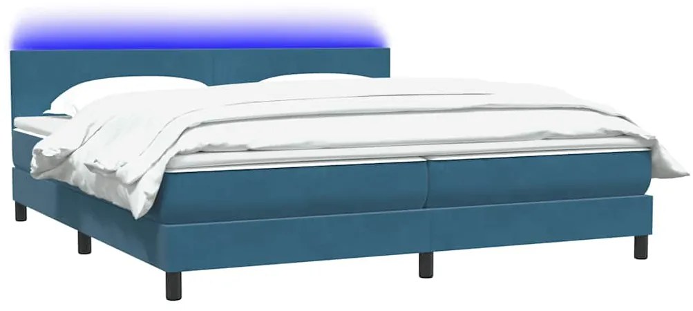 vidaXL Κρεβάτι Boxspring με Στρώμα Σκούρο Μπλε 180x210 εκ. Βελούδινο