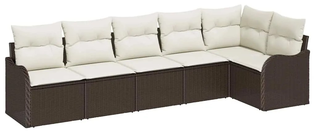vidaXL Σετ Καναπέ Κήπου με μαξιλάρι 6 pcs Καφέ Πολυ ράταν