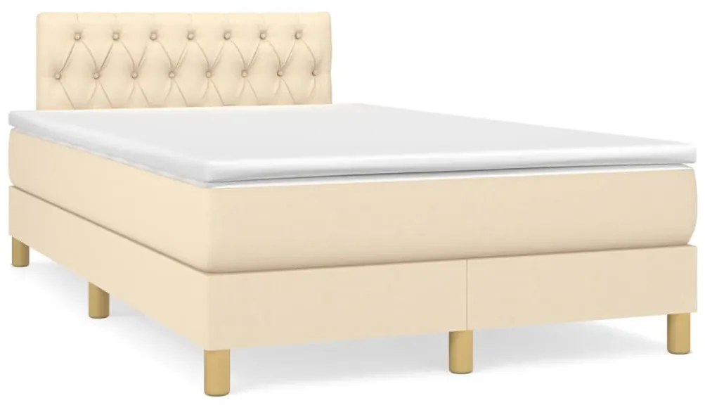 vidaXL Κρεβάτι Boxspring με Στρώμα Κρεμ 120x190 εκ. Υφασμάτινο