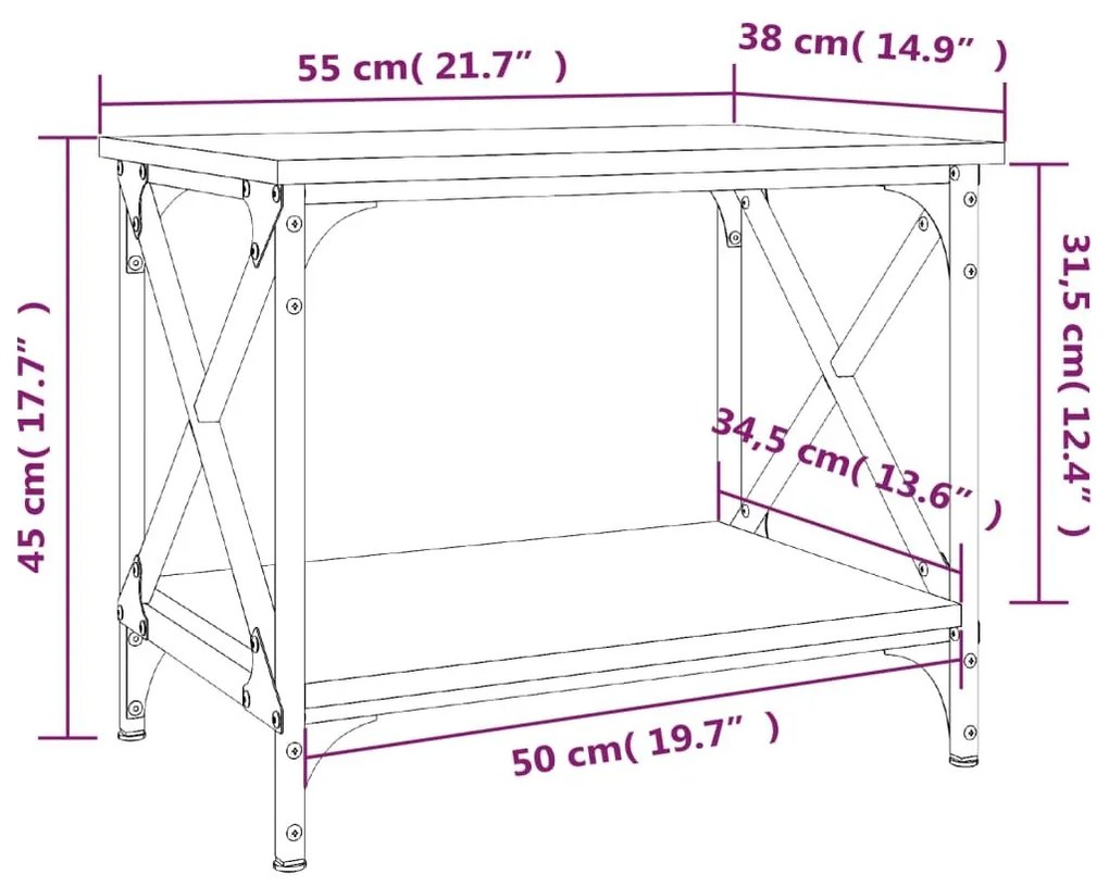 Βοηθητικό Τραπέζι Sonoma Δρυς 55x38x45 εκ. Επεξεργασμένο Ξύλο - Καφέ