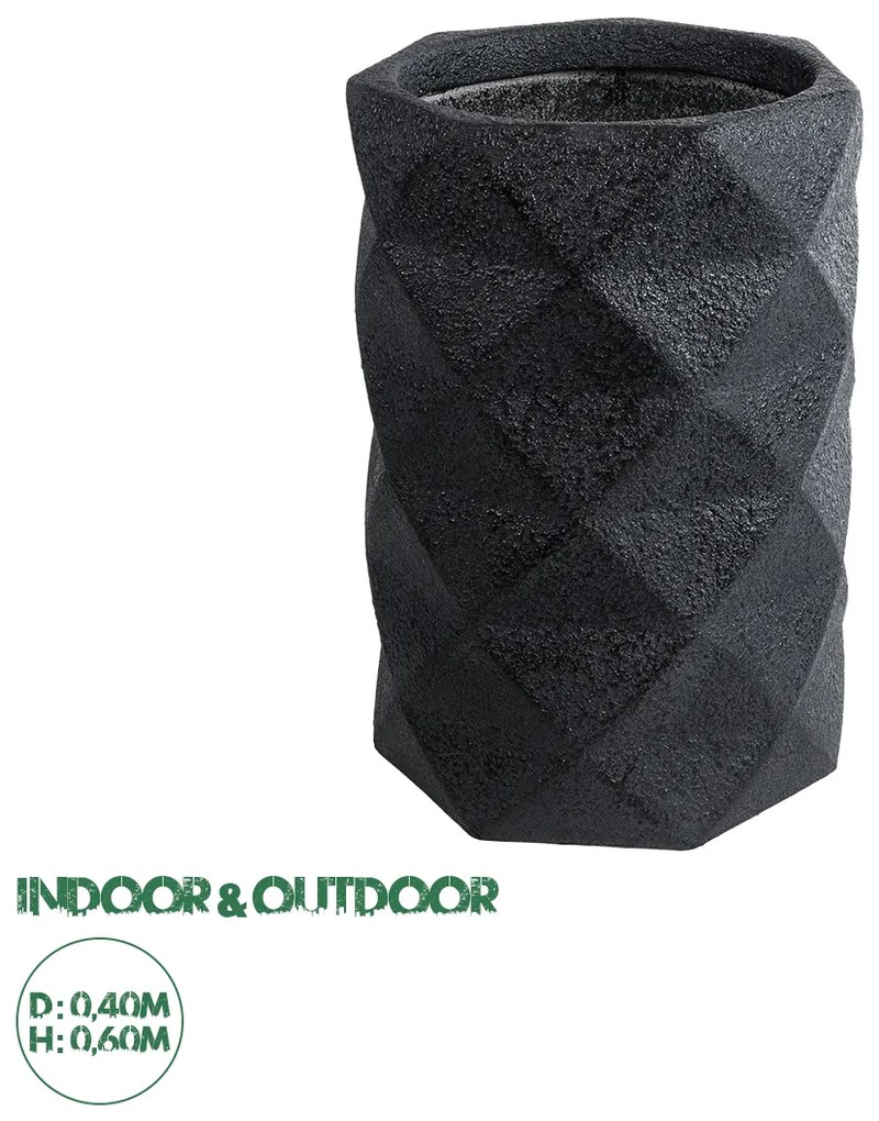 20725 GloboStar®  Artificial Garden GENOVA 20725 Επιδαπέδιο Πολυεστερικό Τσιμεντένιο Κασπώ Γλάστρα - Flower Pot Μαύρο Φ40 x Υ90cm
