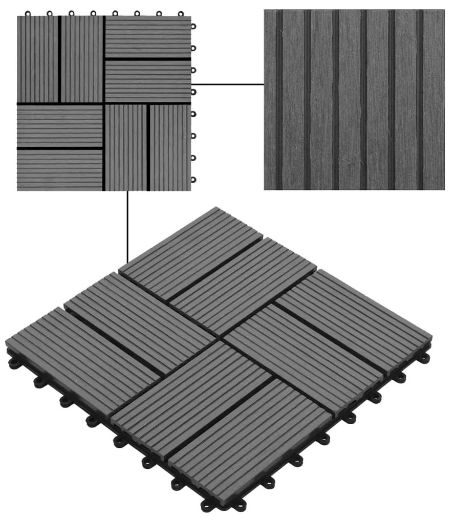 vidaXL Πλακάκια Deck 11 τεμ. Γκρι 30 x 30 εκ. 1 μ² από WPC