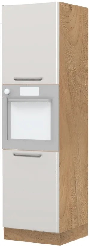 Επιδαπέδιο ντουλάπι φούρνου ψηλό Modena K21-60-2KR-Καρυδί - Γκρι ανοιχτό - 60.00Χ60.00Χ216.00cm