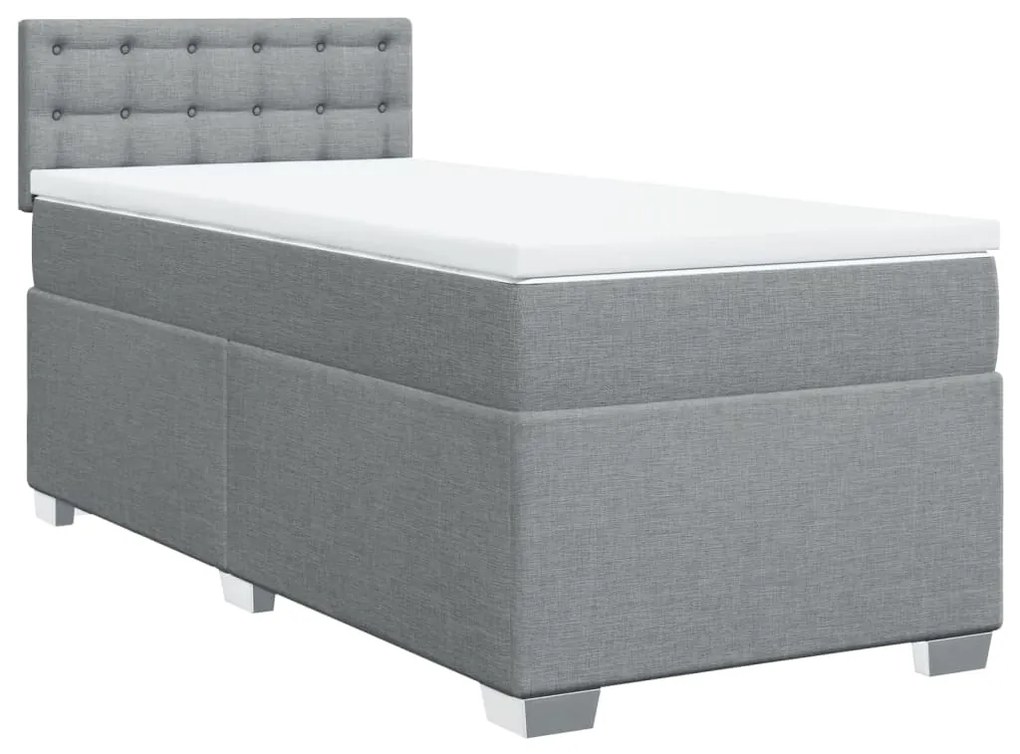 Κρεβάτι Boxspring με Στρώμα Ανοιχτό Γκρι 90x190 εκ. Υφασμάτινο - Γκρι