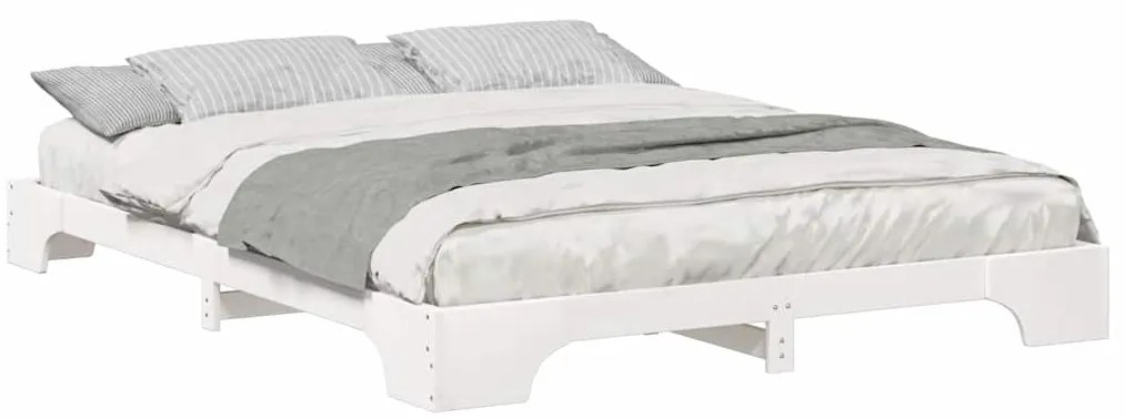 vidaXL Κρεβάτι δαπέδου με αποθήκευση Λευκό 160 x 210 cm ξύλο